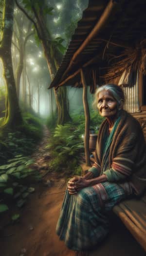 Shabari: Elderly Indian Woman in Jungle Hut