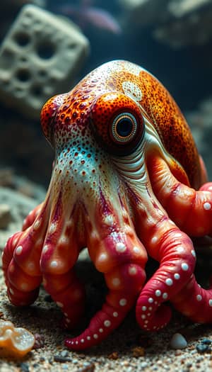 Vibrant Realistic Cuttlefish Character in Aquatic Setting