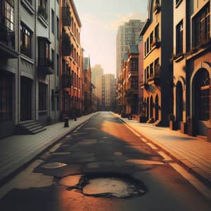 Tranquil Urban Street with Quaint Buildings and Warm Colors