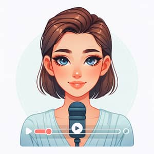 Charming Woman Digital Illustration Speaking in Video Format