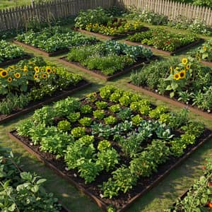 Realistic Food Garden Divided into Plots