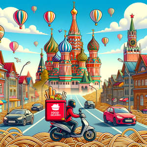 Russian Food Delivery App: Vibrant Urban Delivery Scene