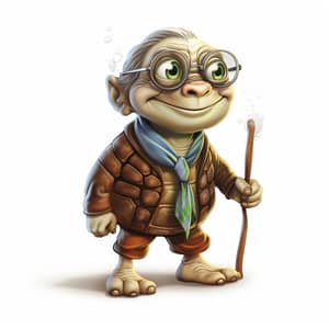 Wise Turtle in Lennon Glasses - Cartoon Art