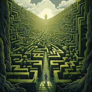 Explore a Tall Cartoon Hedge Maze