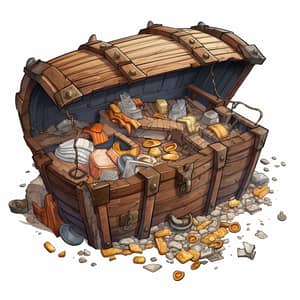 Explore an Empty Treasure Chest Cartoon View