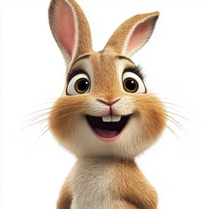 Excited Brown Rabbit Cartoon Image