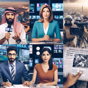 Diverse News Coverage: Female Journalist, Weather Forecaster, Anchoring and Photojournalist