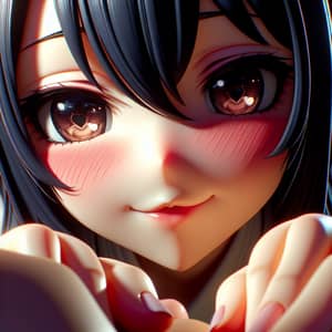 Stunning 3D Anime Woman with Heart-Shaped Eyes