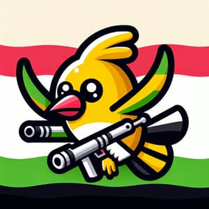 Yellow Bird with Blaster Weapon - Mobile Game Character