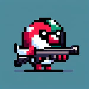 8-Bit Bird Character with Gun - Pixel Art Design