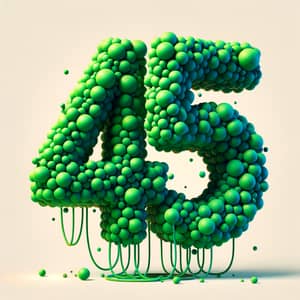 Vibrant Green Number 45 Balloon Shape Design