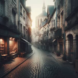 Deserted Cobblestone Streets of Old European Town