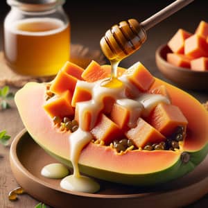 Juicy Papaya with Honey and Condensed Milk