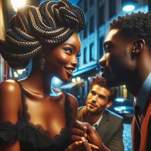 Captivating Black Woman with Braided Hair in Urban Setting