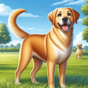 Radiant Labrador Retriever | Playful Dog in Grass Park