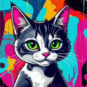 Vibrant Graffiti Cat Character Art