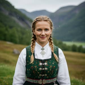 Norwegian Mother in Traditional Clothing