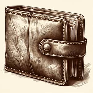 Vintage Men's Leather Wallet Sketch | Fine Pen & Ink Drawing