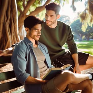 Romantic Scene of Two Gay Men Enjoying a Peaceful Day at the Park