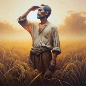 Sunrise Painting of Filipino Farmer in Rural Philippines