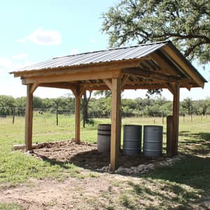 Durable Outdoor Shelter with Water Storage for Cattle