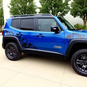 Navy Blue Jeep Renegade Trailhawk with Floral Decals