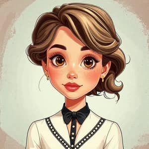 Cartoon Face Lady in Formal Dress