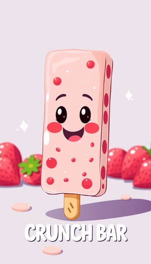 Playful Strawberry Ice Cream Crunch Bar Design