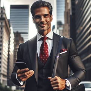 Confident Hispanic Businessman in Custom Suit - On Top of the World