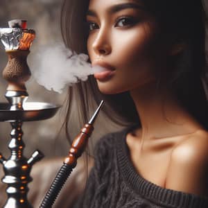 South Asian Girl Enjoying Hookah: Flavorful Shisha Experience