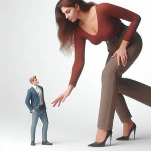 Giant Woman Stepping Over Tiny Man - Art & Emotion