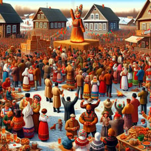 Joyous Multicultural Maslenitsa Festival in Rural Russian Village