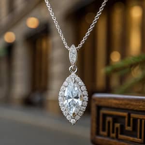 Marquise Cut Diamond Necklace - Classic Elegance