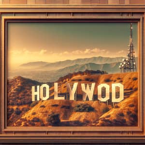 Hollywood Letters in Vintage Aesthetic Frame