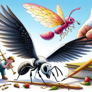 Ant's Dream: Flying Away to Share a Plan with the Bird