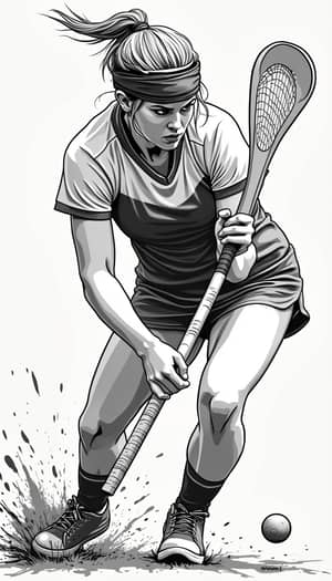 Dynamic Female Camogie Player in Bold Vector Art