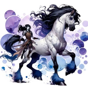 Female Centaur D&D Fighter with Long Black Hair