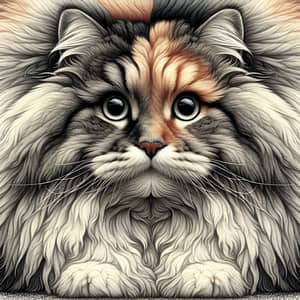 Majestic Fluffy Cat with Big Expressive Eyes | Unique Fur