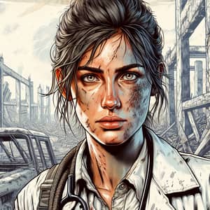 Post-Apocalyptic Female Researcher Portrait Art