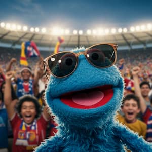 Muppet Show Character in Colorful Soccer Stadium