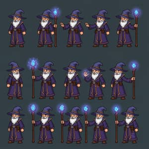 2D Fantasy Wizard Character Sprites for Games