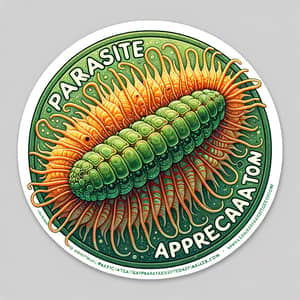 Intricate Parasite Sticker Design - Unique Green & Orange Theme