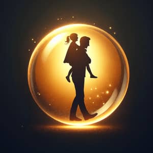 Golden Light Sphere: Silhouette of Father carrying Joyful Girl