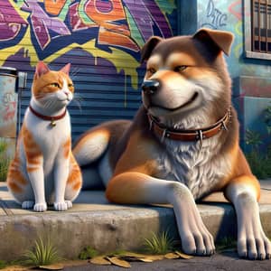 Urban Street Encounter: Cat vs Dog in Virtual Adventure