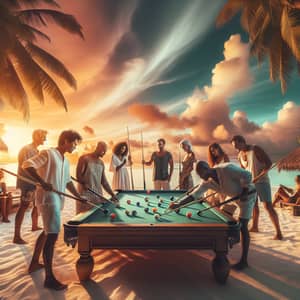 Tropical Island Billiard Game with Diverse Islanders