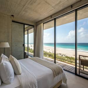 Beachside Hotel Room with a Cozy Bed