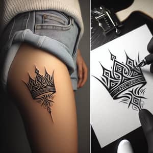 Minimalist Tribal King's Crown Tattoo Design for Men