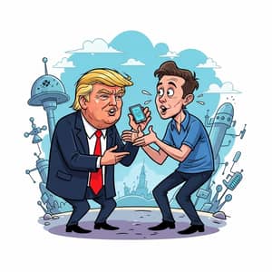 Cartoon of Donald Trump and Elon Musk