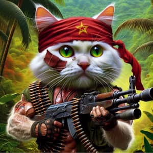 Albino Action Hero Cat in Soviet-Era Cartoons Jungle Adventure