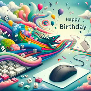 Surrealistic IT Specialist Birthday Card | Dreamy Design - 60s Style